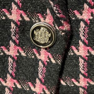 Rachel Zoe Double Breasted Wool Blend Plaid Check Patterned Blazer So 90s M Pink